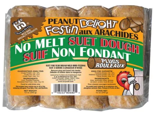 C&S Peanut Delight No Melt Suet Plugs, 4-pk